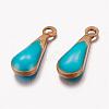 Antique Golden Plated Brass Enamel Teardrop Charms KK-Q571-01C-2