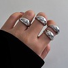 4Pcs Alloy Open Cuff Rings Kit for Women RJEW-K260-05P-1