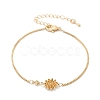 Brass Micro Pave Cubic Zirconia Birthday Flower Link Bracelets BJEW-U031-01G-11-4