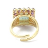 Natural Amazonite & Amethyst Rectangle Adjustable Ring RJEW-B030-01B-02-4