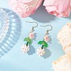 Flower 304 Stainless Steel Glass Seed Beads Dangle Earrings EJEW-MZ00470-4