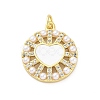 Brass Micro Pave Cubic Zirconia and Enamel and ABS Imitation Pearl Pendants KK-D325-24G-03-1