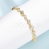 Brass Micro Pave Clear Cubic Zirconia Link Chain Bracelets for Women BJEW-K274-13G-1