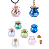 6Pcs 6 Colors Lucky Bag Shape Glass Cork Bottles Ornament AJEW-TA0001-73-2