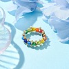 Glass Seed & Brass Beads Finger Rings RJEW-JR00687-2