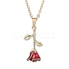 Valentine's Day Alloy Dark Red Enamel Rose Flower Pendant Necklaces NJEW-TA00183-2