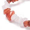 Natural Carnelian(Dyed) & Rose Quartz Chips Beads Stretch Bracelet for Women BJEW-AL00003-17-4