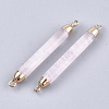 Electroplate Natural Rose Quartz Links connectors G-S344-73H-2