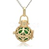 Golden Tone Brass Hollow Round Cage Pendants KK-J235-07G-1
