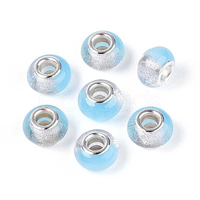 Transparent Resin Rondelle European Beads RESI-N044-02D-1