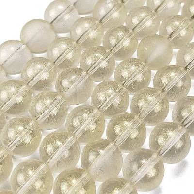 Frosted Transparent Glass Bead Strands GLAA-P065-10mm-01-1