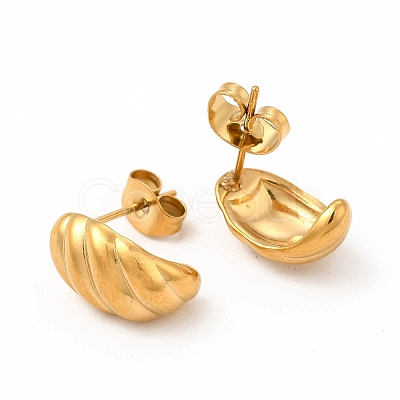 316 Stainless Steel Shell Shape Stud Earrings for Women EJEW-C004-13G-1
