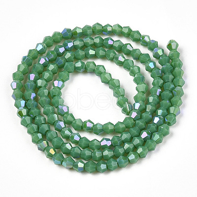 Opaque Solid Color Electroplate Glass Beads Strands EGLA-A039-P2mm-L08-1