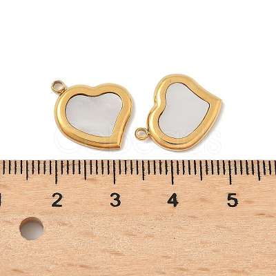 304 Stainless Steel Pave Natural Shell Heart Charms STAS-P394-01G-1