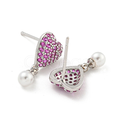Rack Plating Brass Micro Pave Cubic Zirconia Stud Earring EJEW-C102-09P-1