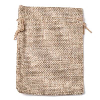 Polyester Imitation Burlap Packing Pouches Drawstring Bags ABAG-R004-14x10cm-05-1