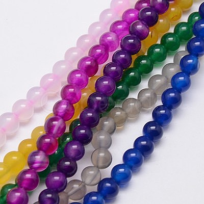 Natural Agate Beads Strands G-G583-6mm-M-1