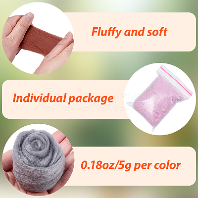 50G 10 Colors Needle Felting Wool Roving DIY-CP0013-77A-1