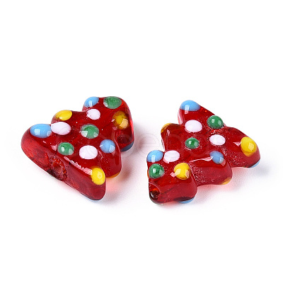 Christmas Theme Handmade Lampwork Bumpy Beads X-LAMP-G142-06A-1