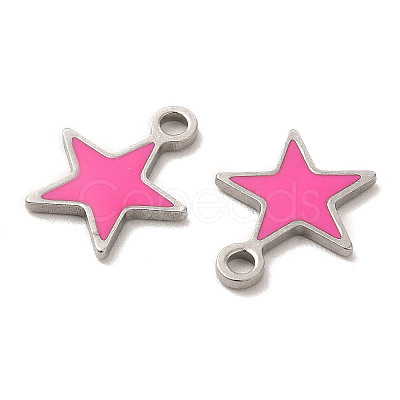 304 Stainless Steel Enamel Pendants STAS-M308-13P-02-1