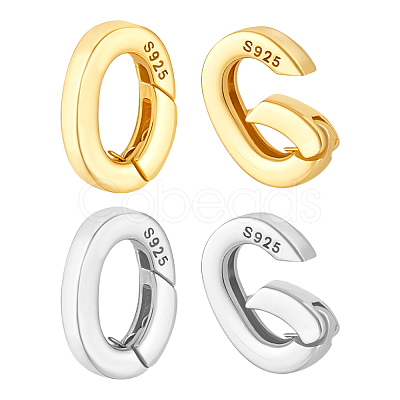 4Pcs 2 Colors 925 Sterling Silver Spring Gate Rings STER-PH0003-91-1