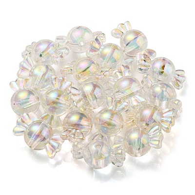 UV Plating Rainbow Iridescent Acrylic Beads PACR-E001-01H-1