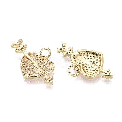 Valentine's Day Brass Micro Pave Clear Cubic Zirconia Pendants KK-Q072-10G-1