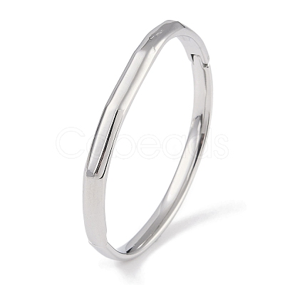 Non-Tarnish 304 Stainless Steel Faceted Ring Hinged Bangles for Women BJEW-C071-16P-1