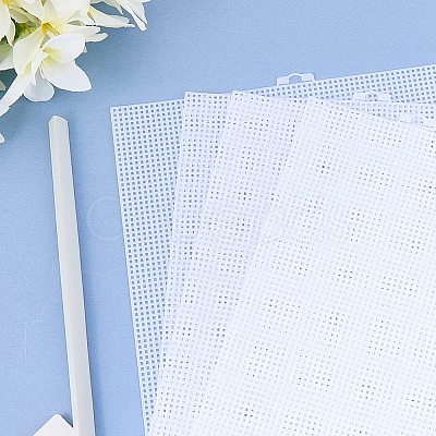 4 Sheets Rectangle Plastic Mesh Canvas Sheets DIY-CP0012-72A-1