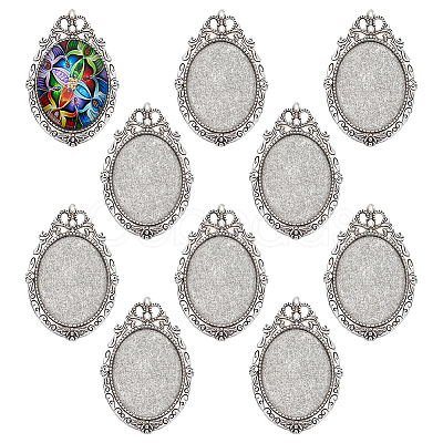 10Pcs Vintage Tibetan Style Alloy Brooch Cabochon Settings FIND-ME0002-17-1