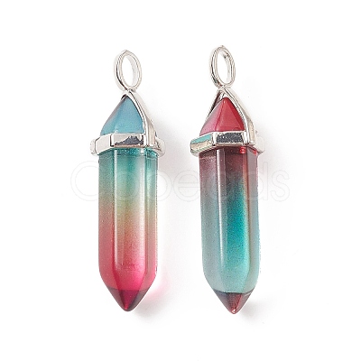 Faceted Bullet Glass Pointed Pendants KK-E282-01P-06-1