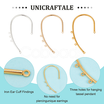 18Pcs 3 Colors Iron Ear Cuff Findings EJEW-UN0002-31-1
