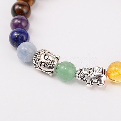 Stretch Buddhist Jewelry Multi-Color Gemstone Chakra Bracelets BJEW-JB01690-01-1