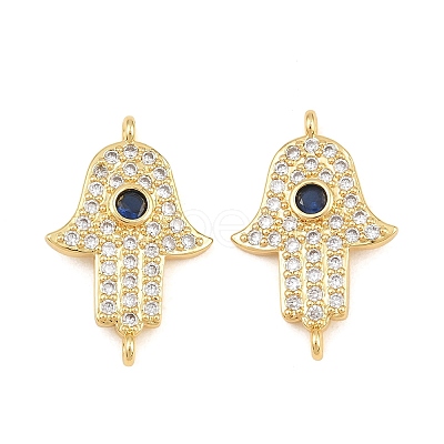 Brass Micro Pave Marine Blue Cubic Zirconia Connector Charms CU-CBAB719-07G-E-1