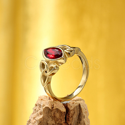 Horse Eye & Knot 304 Stainless Steel with Cubic Zirconia Finger Rings FS-WG8EA45-02-1