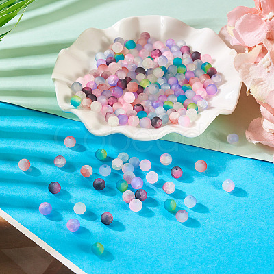 200Pcs 10 Colors Crackle Glass Beads Strands GLAA-TA0003-31C-1