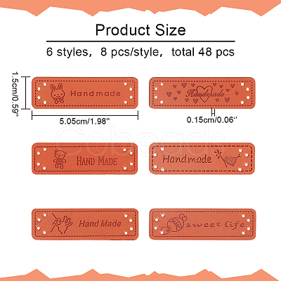 48Pcs 6 Styles PU Leather Labels DIY-WR0003-31-1