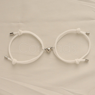 Alloy Heart-shaped Magnetic Braided Rope Bracelets for Couple Girlfriends WG59636-03-1