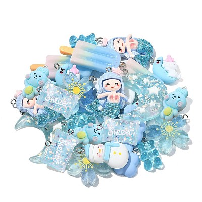 30Pcs 10 Styles Opaque & Transparent Resin Pendants RESI-CJ0003-02-1