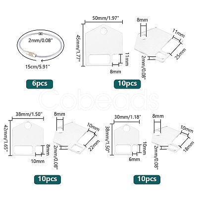 PandaHall Elite 30Pcs 3 Style Acrylic Thread Winding Boards FIND-PH0018-61-1