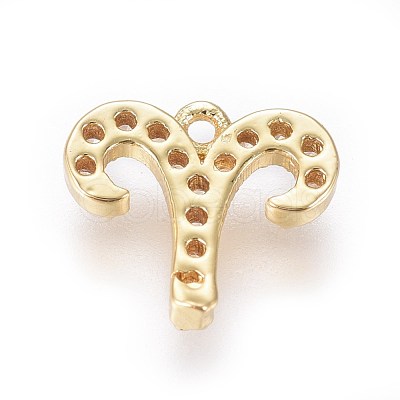 Golden Plated Brass Micro Pave Cubic Zirconia Charms ZIRC-L075-51K-1