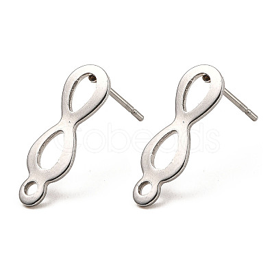 Non-Tarnish Infinity Shape 201 Stainless Steel Stud Earrings Findings STAS-Q251-06P-1