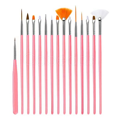 15Pcs Plastic Nail Art Brush Pens MRMJ-H004-07-1