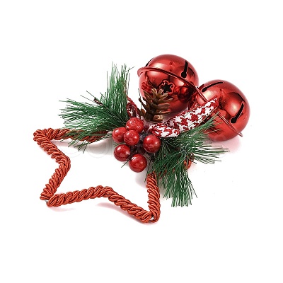 Christmas Plastic Star with Bell Pendant Decorations AJEW-S088-01A-1