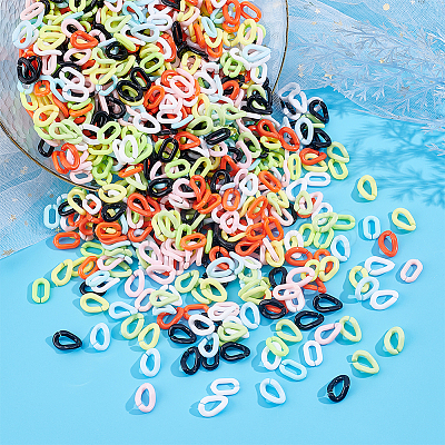 1260Pcs 14 Style Opaque Acrylic Linking Rings SACR-DC0001-01-1