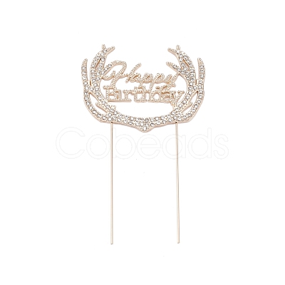 Alloy & Rhinestone Cake Insert Card Decoration AJEW-WH0248-06KCG-1