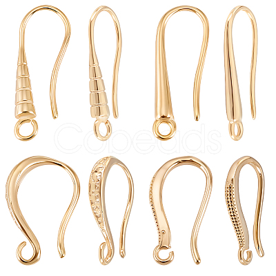 40Pcs 4 Styles Brass Earring Hooks KK-BBC0024-39-1