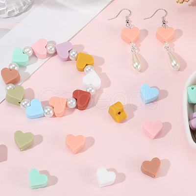 100Pcs 10 Colors Heart Food Grade Silicone Beads SIL-PA0001-09B-1