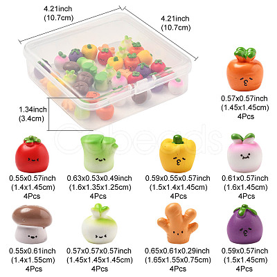 36Pcs 9 Styles Resin Vegetable Figurines Ornament DJEW-FS0001-02-1
