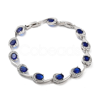 Platinum Alloy Teardrop Link Chain Bracelets BJEW-A005-01A-1